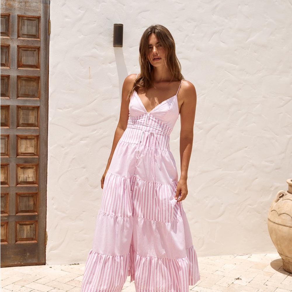 Fortunate One Pink Striped Maxi Dress